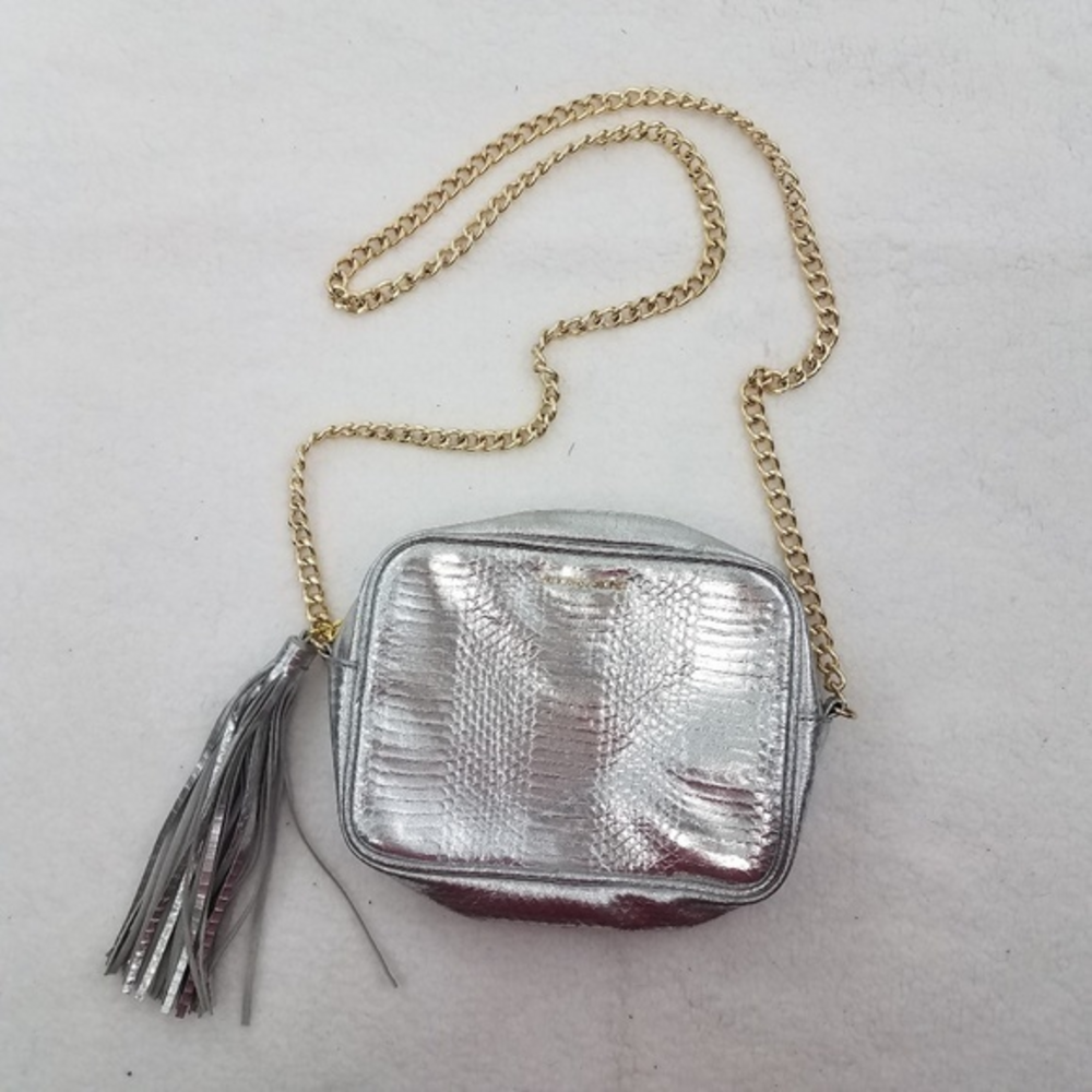 Victoria Secret Crossbody Snake Print Fringe Silve‎